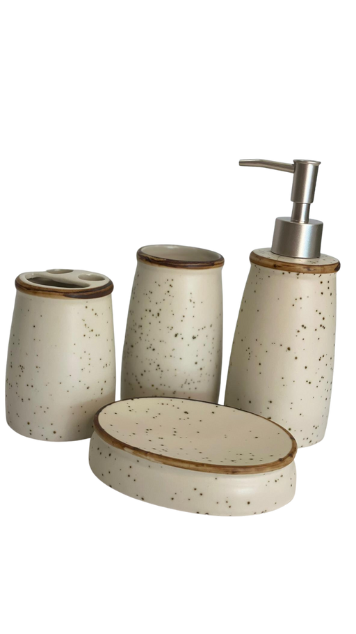 Wesloft 4 Piece Wooden/Beige Bathroom Set