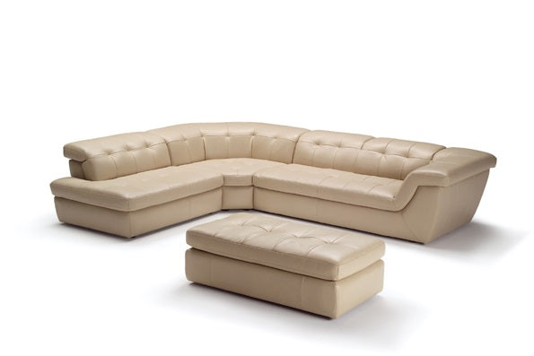 397 Italian Leather Sectional Beige Color In Left Hand Facing