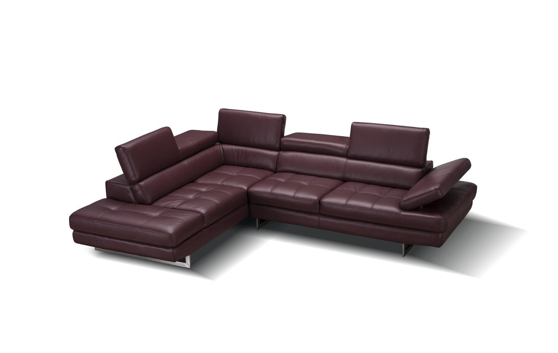 A761 Italian Leather Sectional Maroon In Right Hand Facing