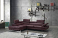 A761 Italian Leather Sectional Maroon In Left Hand Facing