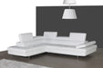 A761 Italian Leather Sectional Snow White In Left hand Facing