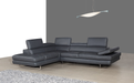 A761 Italian Leather Sectional Slate Grey In Left Hand Facing
