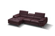 A973B Italian Leather Mini Sectional Left Facing Chaise in Maroon