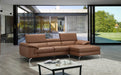 A973B Italian Leather Mini Sectional Right Facing Chaise in Caramel