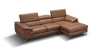 A973B Italian Leather Mini Sectional Right Facing Chaise in Caramel