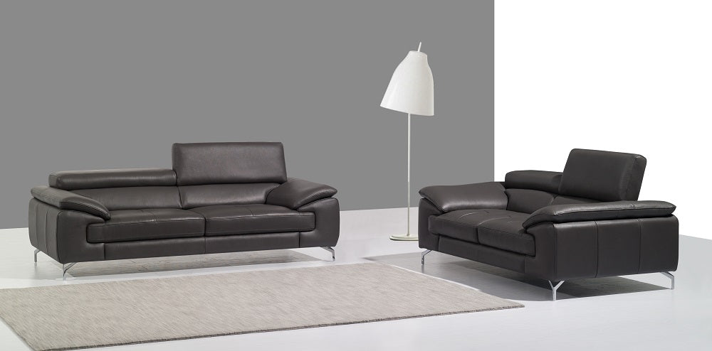 A973 Italian Leather Sofa in Grey