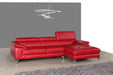A973B Italian Leather Mini Sectional Right Facing Chaise in Red