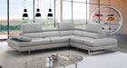 A761 Italian Leather Sectional Light Grey In Right Hand Facing