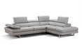 A761 Italian Leather Sectional Light Grey In Left Hand Facing