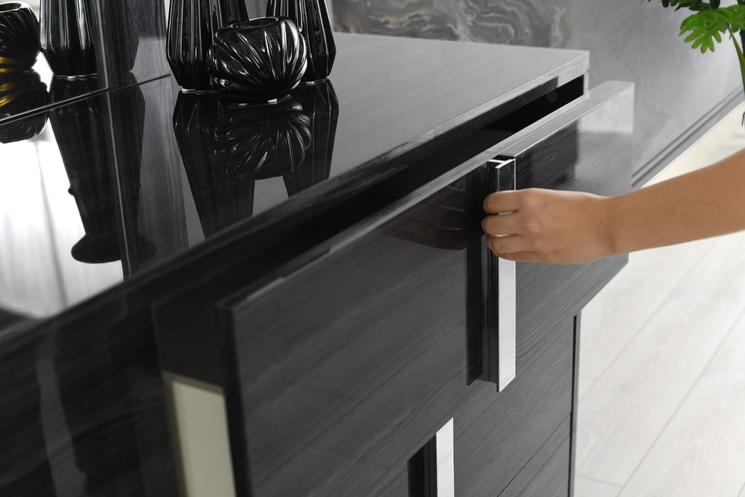 Giulia Night Stand Left Facing in Glossy Gray