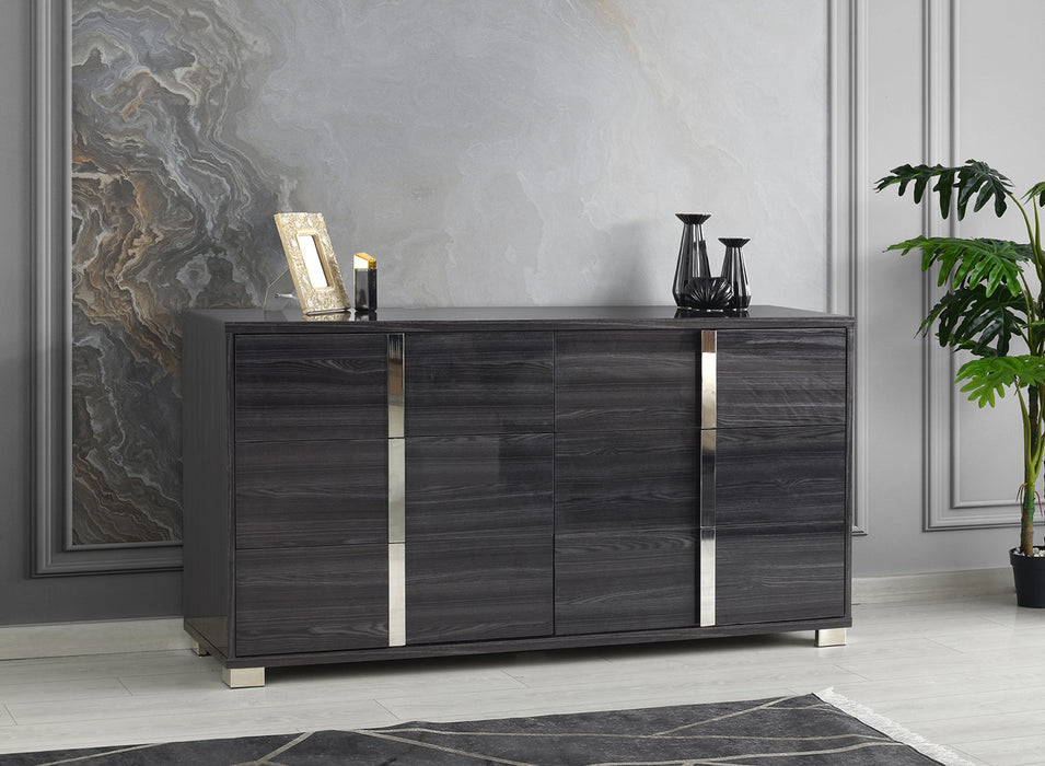 Giulia Night Stand Left Facing in Glossy Gray