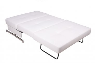 Premium Sofa Bed K43-2 in White Leatherette