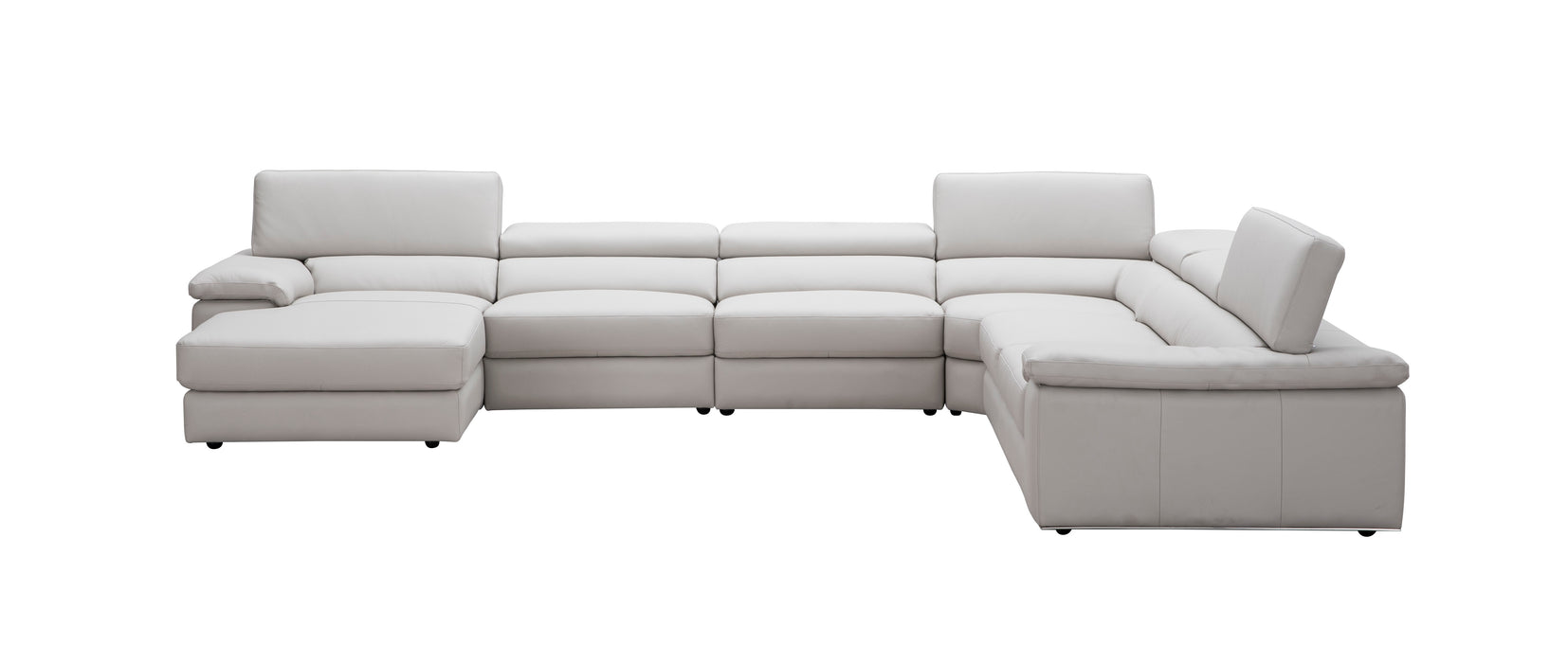 Kobe Left Facing Leather Sectional in Silver Grey