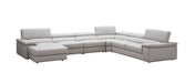 Kobe Left Facing Leather Sectional in Silver Grey