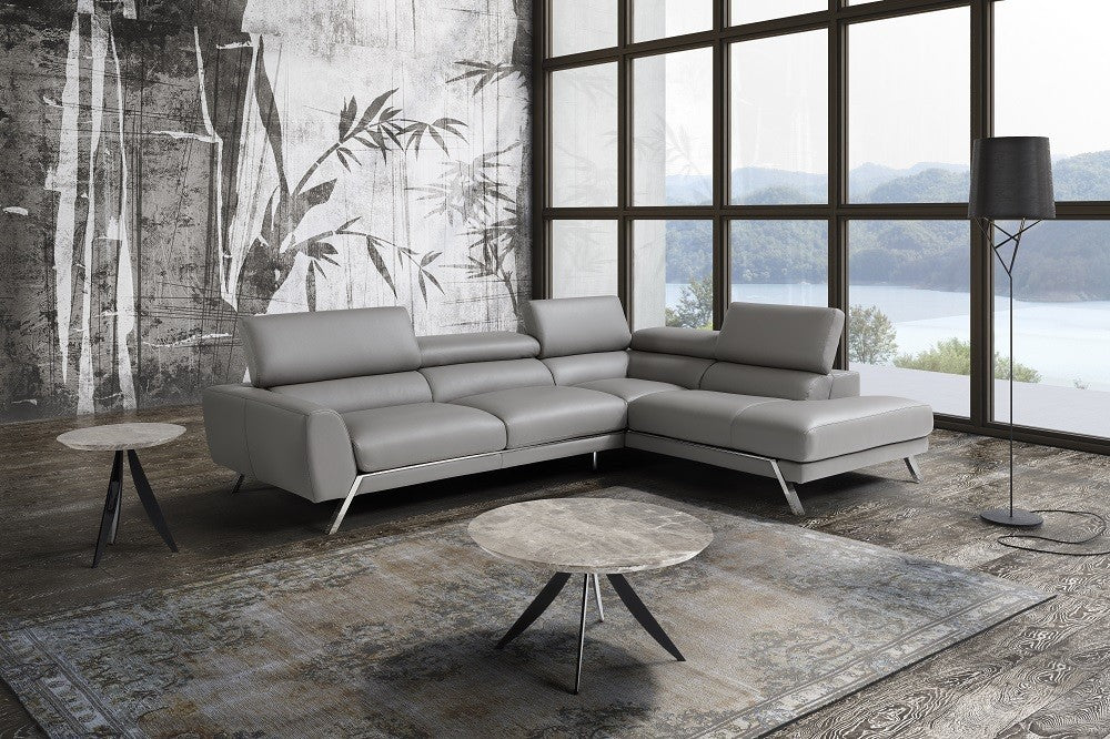 Mood Grey Leather Sectional Left Hand Facing
