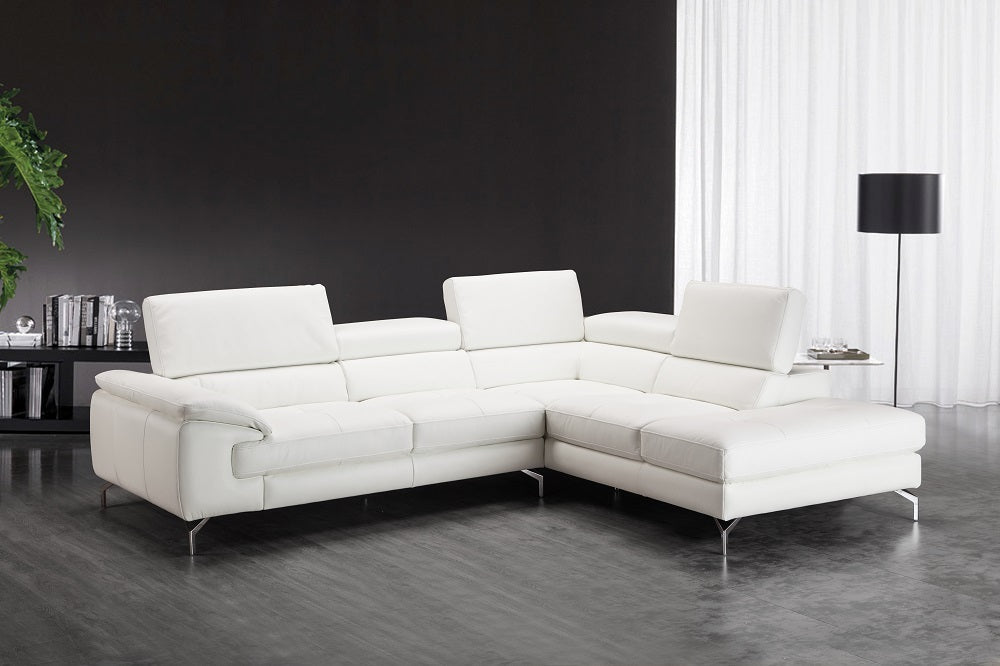 Nila Premium Leather Sectional In Right Facing Chaise