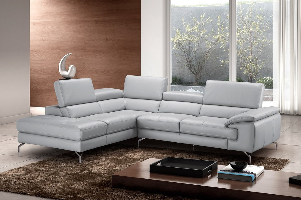 Olivia Premium Leather Sectional In Left Facing Chaise