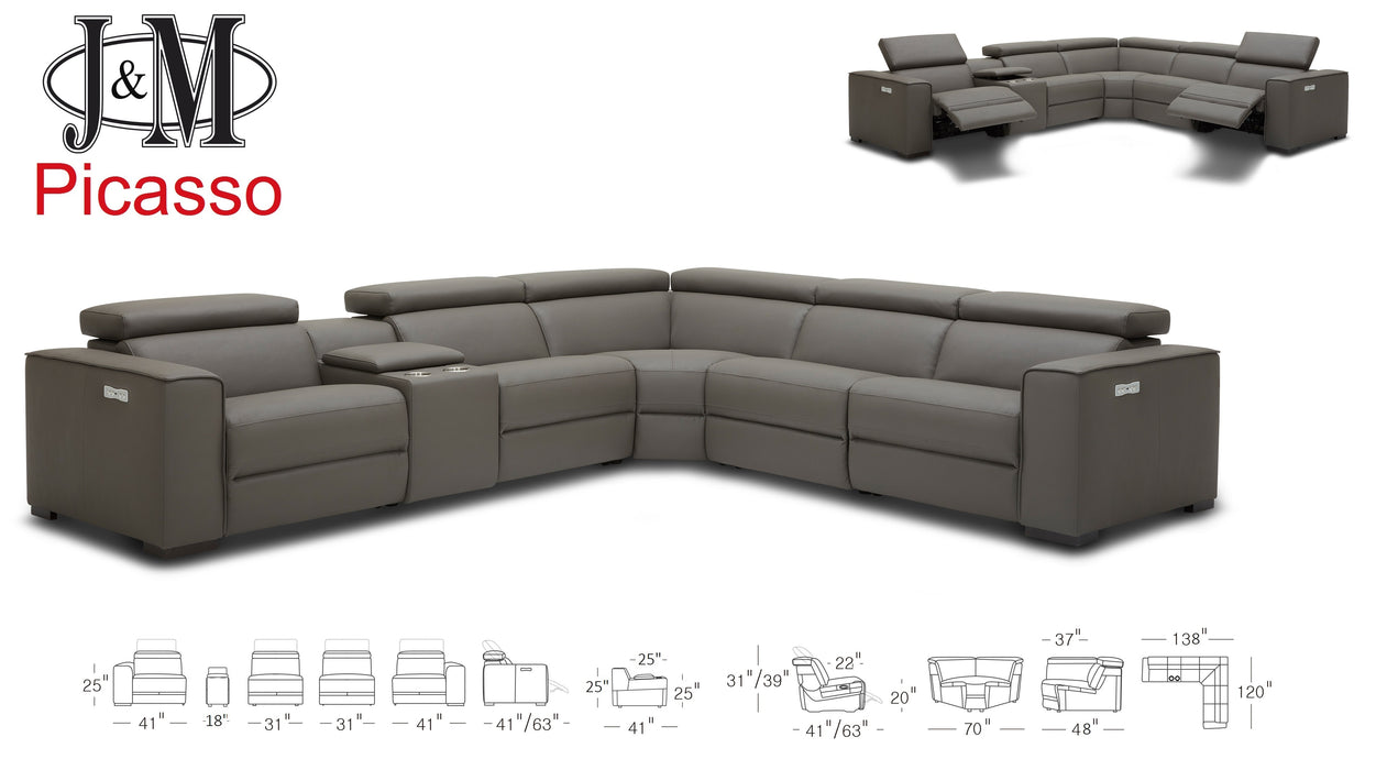 Picasso Motion Sectional in Silver Grey
