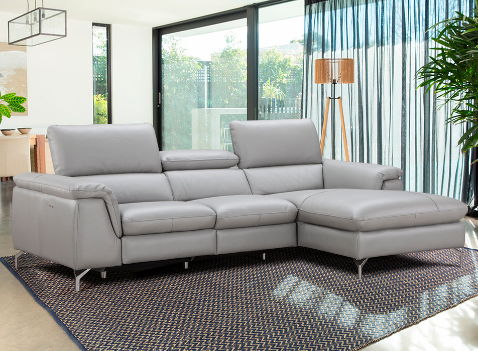 Serena Premium Leather Sectional in Right Hand Facing Chaise