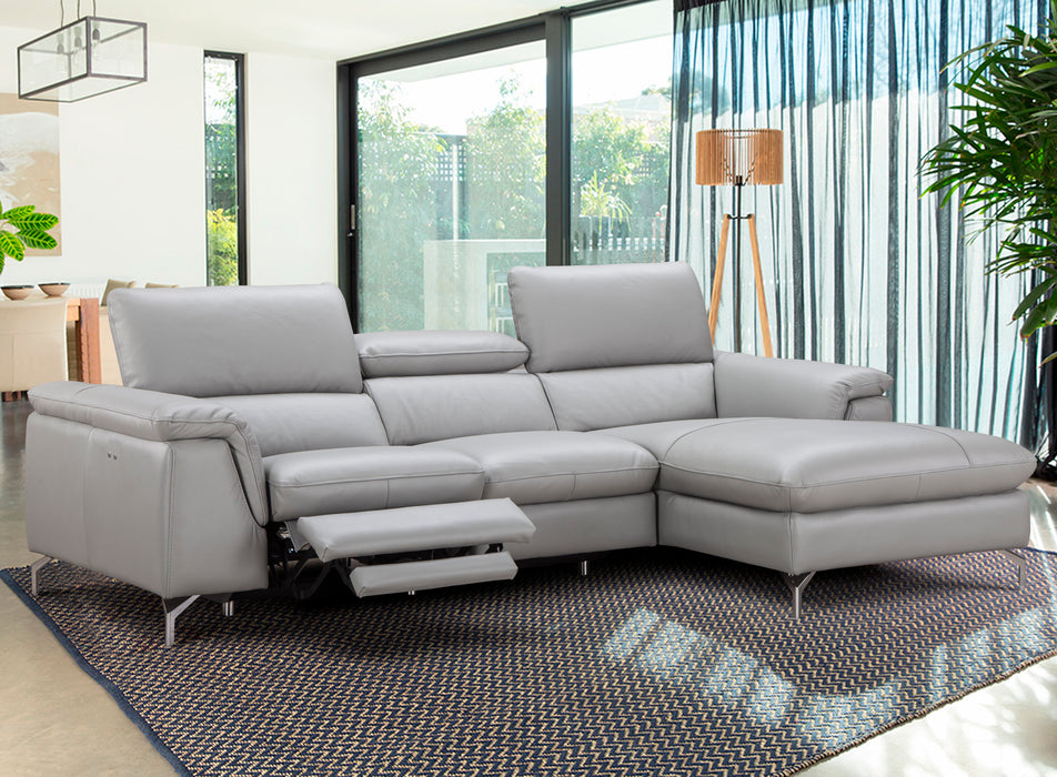 Serena Premium Leather Sectional in Right Hand Facing Chaise