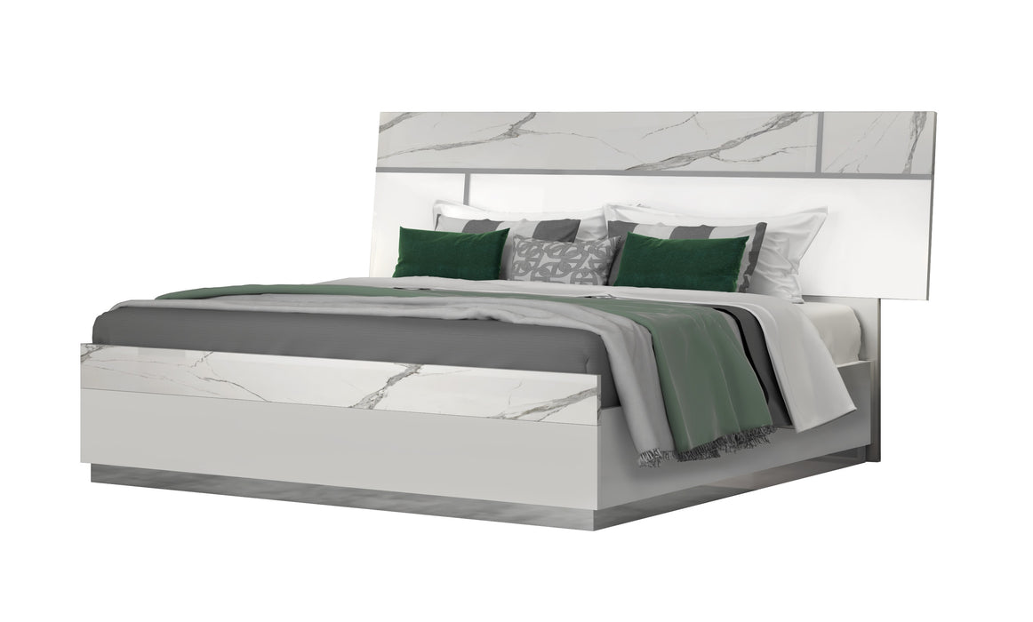 Sunset Premium Queen Bed in Bianco Luc+Stat