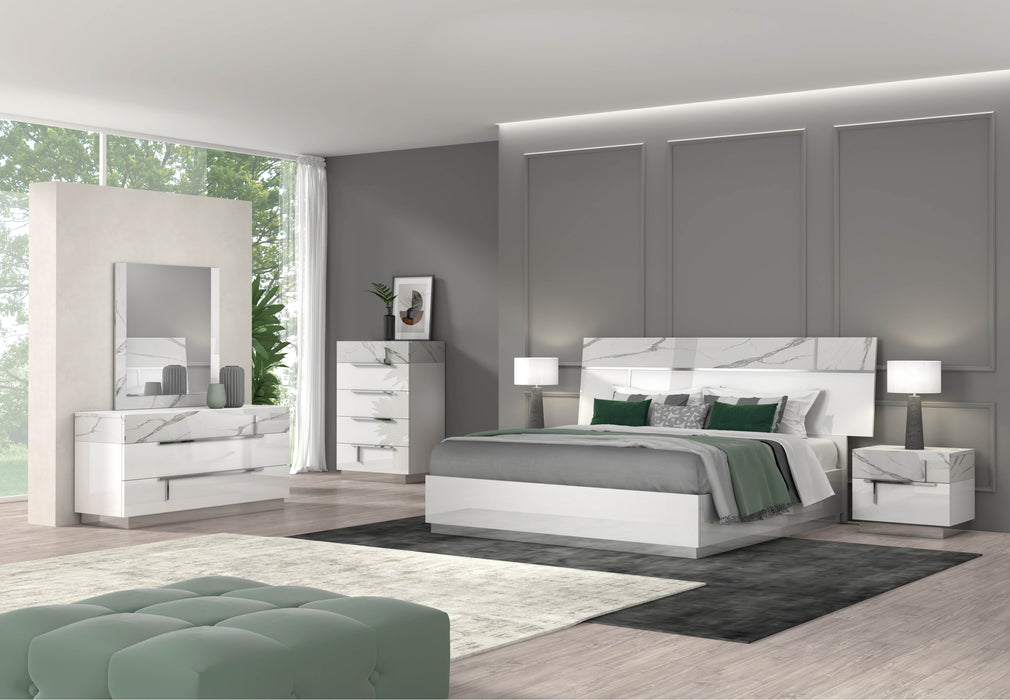Sunset Premium Queen Bed in Bianco Luc+Stat