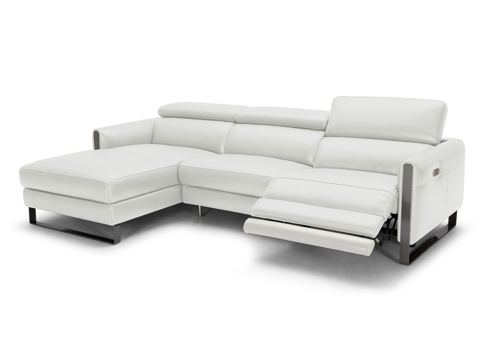 Vella Premium Leather Sectional In Light Grey Left hand Facing
