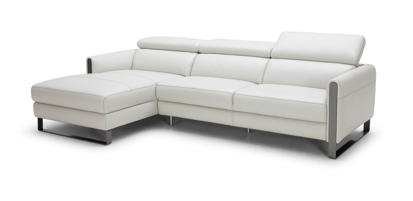 Vella Premium Leather Sectional In Light Grey Left hand Facing