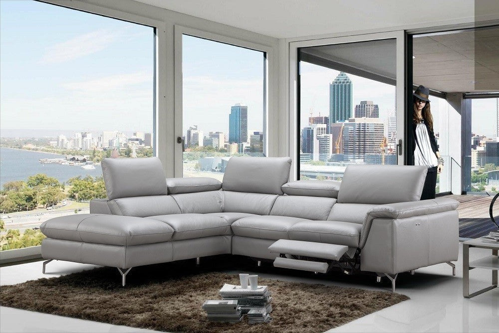 Viola Premium Leather Sectional in Left Hand Facing Chaise