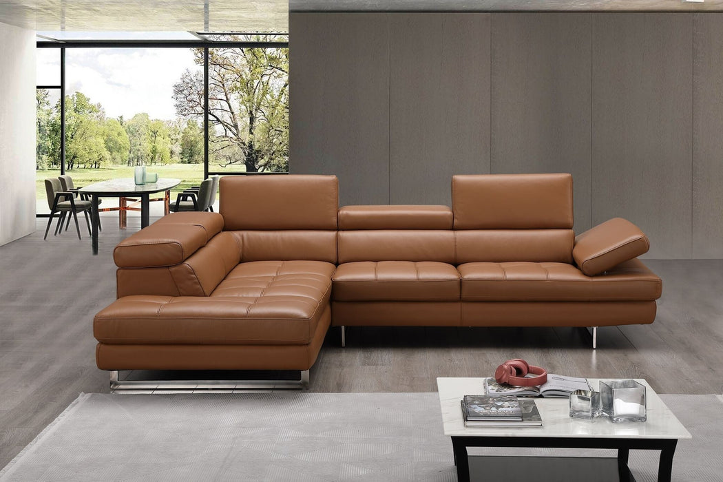 A761 Italian Leather Sectional Caramel In Left hand Facing